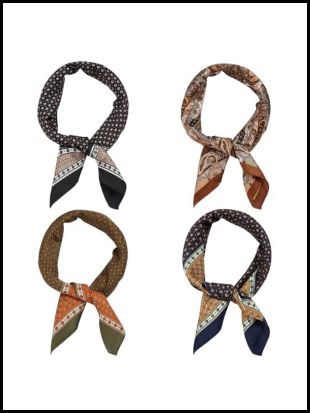 Satin Feel Square Neck Scarf Set 27.5x27.5 Paisley Bandana